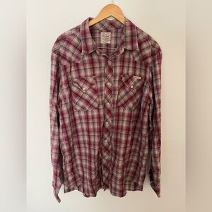 Lucky Brand Distinctive Western Men’s Check Guaranteed Fit Pearl Snap Shirt